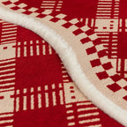 Red Plaid Chenille Sofa Mat