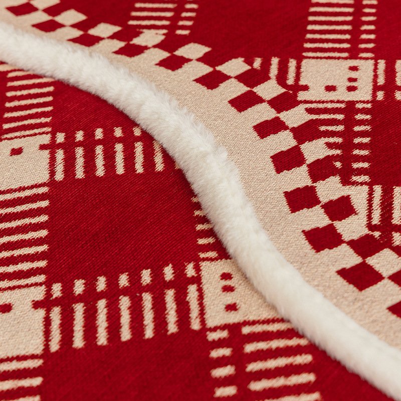 Red Plaid Chenille Sofa Mat