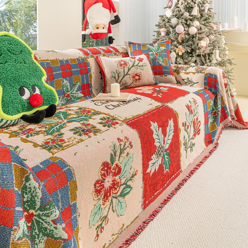 Festive Christmas Sofa Throw Cover