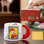 Cute Christmas Ceramic Mug with Lid & Spoon