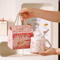 Cute Rabbit Ceramic Mug with Lid & Straw