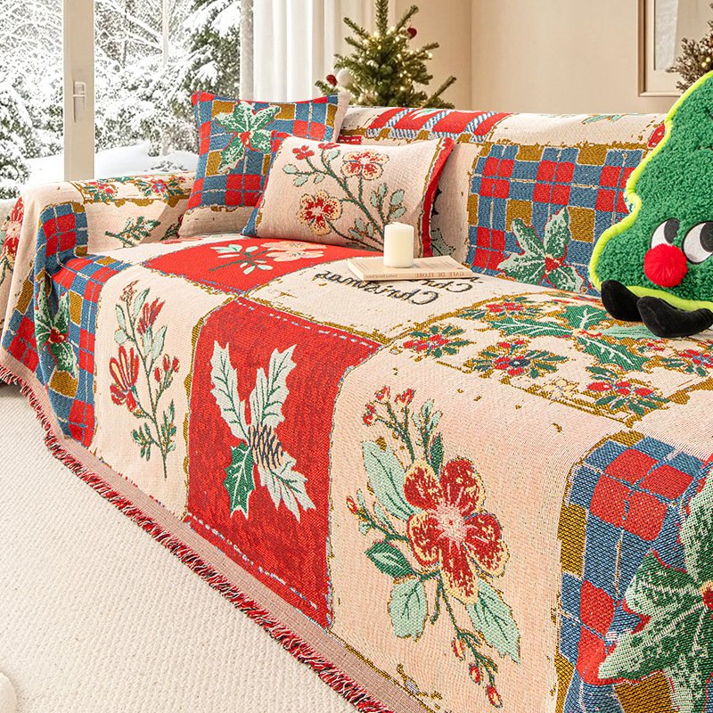 Festive Christmas Sofa Throw Cover