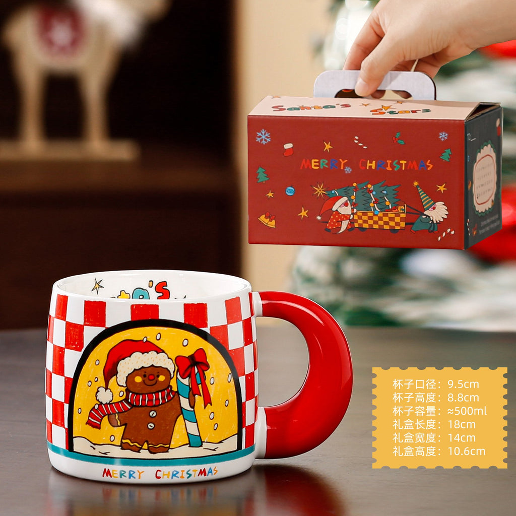 Cute Christmas Ceramic Mug with Lid & Spoon