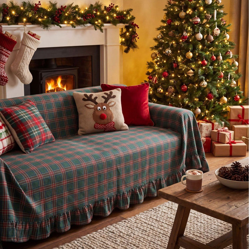 Christmas Ruffle Sofa Cover